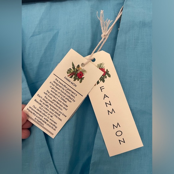 NWT Fanm Mon Bomba Dress size M Baltic Sea Blue mini Manmzel Tuckernuck - Picture 6 of 8